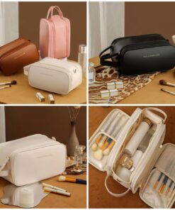 Leather Cosmetic Double Pouch