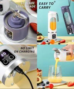 Portable fruit juicer 450ml 8 blade usb rechargeable