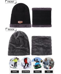 Winter Hats Knit Cap Men And Women Velvet Hat Coral Fleece Scarf Outdoor Riding Hat Warm Thickening Plus Velvet Neck Protect