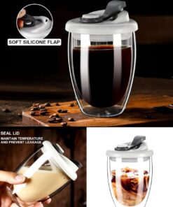 Double wall glass with lid small 350ml