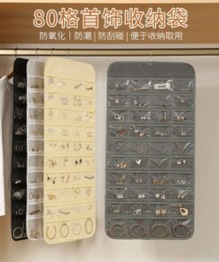 Transparent PVC Double-sided Hanging Jewelry Holder Organizer Hanger with 80 Pockets for Necklaces Bracelets Earrings Hair Clips