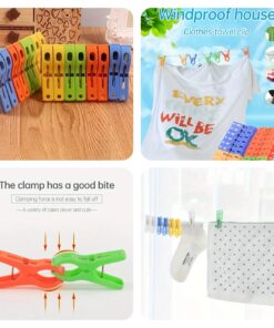 Pack of 12 Multifunctional Plastic Clothing Pegs, Heavy-Duty Laundry Clips, Beach Towel Clips