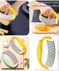 Crinkle Cut Knife, Multi-Functional Attractive Wavy Fries Cutter, Curly Fries Potato Cutter Made of Rust Resistant Stainless Steel Blade with Sturdy Anti Slip Handle, Crinkle Fry Cutter
