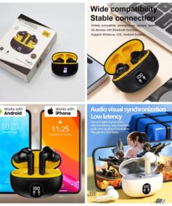 TWS Wireless Earbuds, Bluetooth 5.3 Headphones in Ear with HiFi Stereo , ENC Noise Cancelling Mic Wireless Earphones, Bluetooth Ear Pods Dual LED Display, USB-C,