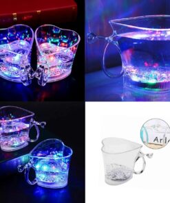 Heart 💗 Shape Mug with Inductive Rainbow Color Disco Led 7 Color Changing Liquid Activated Lights Multi Purpose Use/Cup Glass, Plastic Beer Mug