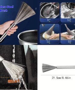 Stainless Steel Pot Brush, Long Handle Cleaning Brush, Nano Advanced Steel Wire Brush, Kitchen Cleaning Nonstick Pot Brush, Steel Spring Wire Cleaning Brush