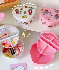 Girl Heart Storage Box Jewelry Desktop Jewelry Organizer Box Student Dormitory Love Storage Box Double Storage Box