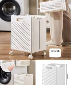 Folding laundry basket with wheel