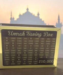 Umrah Saving Box - Wooden Umrah Saving Box - 280 Days Savings Plan - Islamic Halal Money Jar for Hajj & Umrah - Daily Pilgrimage Savings Tracker - Gift for Muslims Money Saving Box