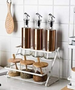 2-Tier Metal Kitchen Rack, Spice Organizer, Storage Shelf for Salt and Pepper