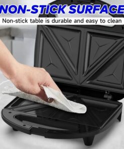 PANASONIC (P-102) Non-Stick Electric Sandwich Maker - Easy to Clean, Cool Touch Handle, with Indicator Lights, Ideal for Breakfast, Grilled Cheese, and Snacks, Compact Design for Storage, Black  (EU Plug