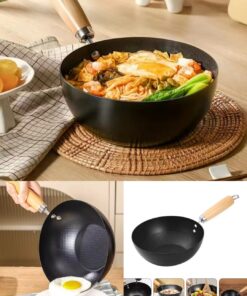 Iron Work Easy to Clean Stir Fry Pan for Stir Frying Boiling Cooking 26cm