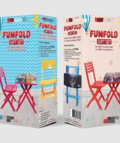 Multi Colours Kids Folding Portable chair & table (1 Table + 2 Chairs)