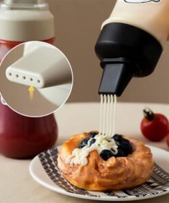 5 Holes - 500ml Squeeze Sauce Bottle Ketchup Storage Container With Lid