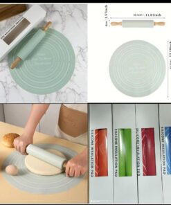 Silicone dough mat with rolling pin set