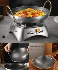 1pc  thick non stick pot, dry pot, commercial double ear bar tripod, honeycomb 22cm