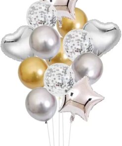 Birthday Party Decoration Balloons, Heart-shaped -pointed Star Aluminum Foil Balloons, 14PCS Party Balloons