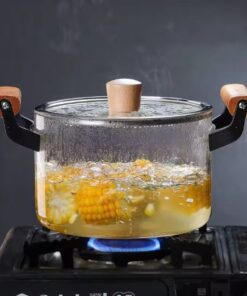 Wooden Double handle Glass Pots 4.5 Litre
