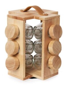 Wooden Reloving Spice Jar handle 16 Jar Round / Sqaure